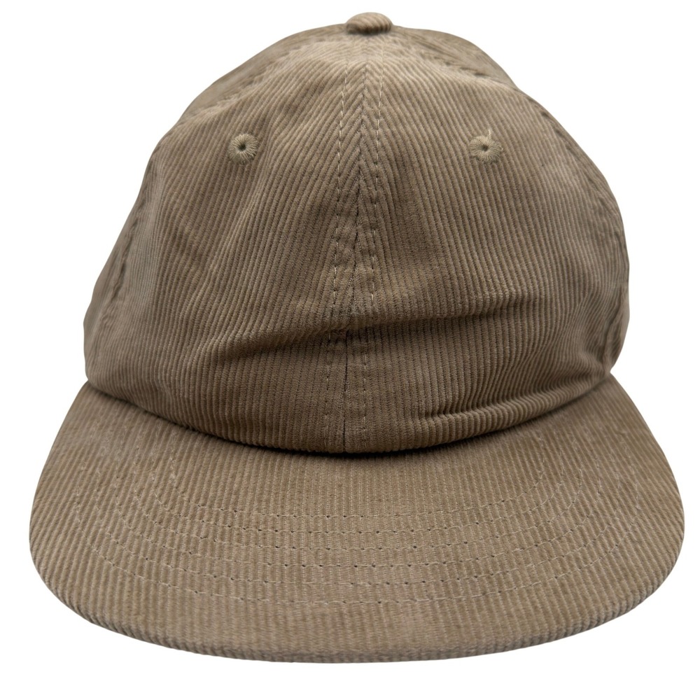 Port Authority Corduroy Snapback Hat Tan Khaki 6 Panel Baseball Cap Adjustable